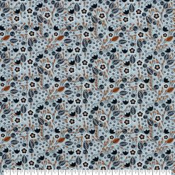 Brown Gray Mini Floral Harvest Print Cotton Fabric