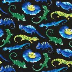 Fabric Traditions Novelty Cotton Fabric Iguanas On Black