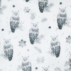 Owls on White Anti Pill Fleece Fabric