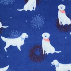 Patriotic Dogs on Blue Anti Pill Fleece Fabric