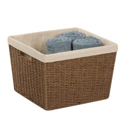 Honey Can Do 13 x 10 Brown Parchment Cord Basket With Liner