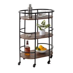 Honey Can Do 35 Black 3 Tier Rolling Bar   Serving Cart