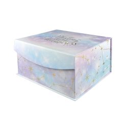 12 x 10 Blue Holographic Gold Foil Flip Top Box by Place   Time