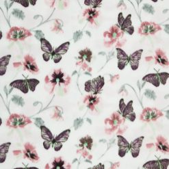 Pink Floral   Butterflies Anti Pill Fleece Fabric