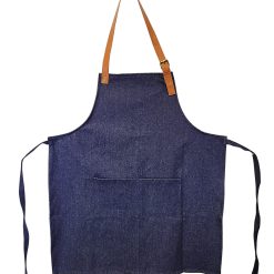 Unisex Apron with Adjustable Vegan Leather Straps   Denim
