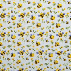 Yellow Happy Bees Novelty Cotton Fabric