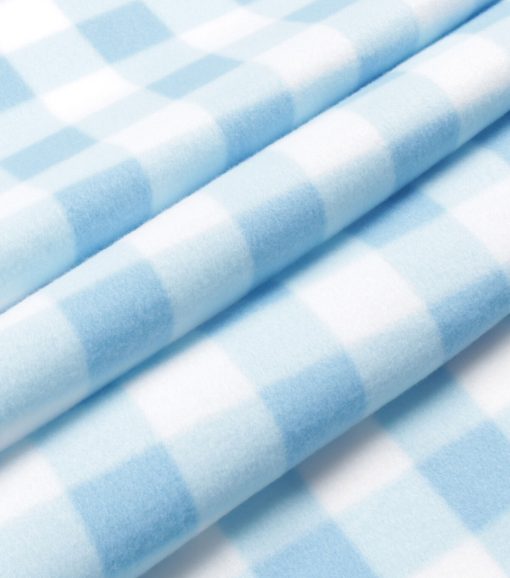 Blue Gingham Blizzard Fleece Fabric - Image 3