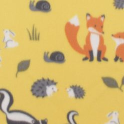 Woodland Animals on Yellow Blizzard Fleece Fabric