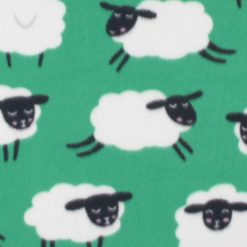 Happy Sheep on Green Blizzard Fleece Fabric