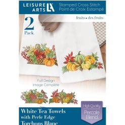 Leisure Arts 17 x 28 Fruits Tea Towel Stamped Cross Stitch Kit