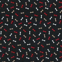 Novelty Cotton Fabric Mini Bones Blender on Black