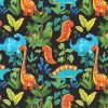 Dinosaurs on Black Novelty Cotton Fabric