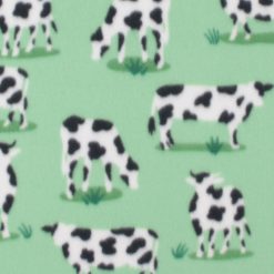 Standing Cows on Green Blizzard Fleece Fabric