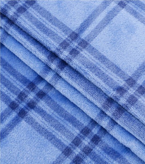 Blue Plaid Sew Lush Fleece Fabric - Image 2