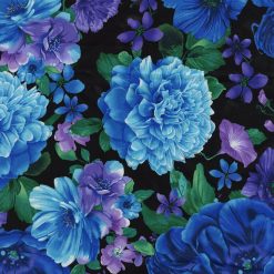 Hi Fashion Floral On Black Packed Premium Print Cotton Fabric