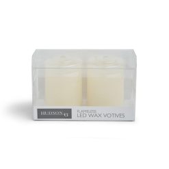 Flameless Vanilla Scented LED Rustic Votive Candles 2 pk Cream