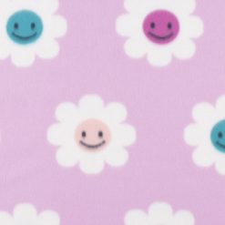 Purple Smiley Face Flowers Blizzard Fleece Fabric