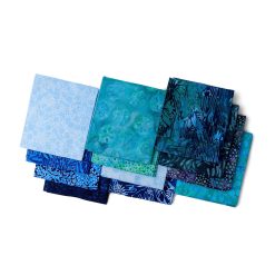 18 x 22 Blue Water Lilies Cotton Fabric Quarter Bundle 12pc