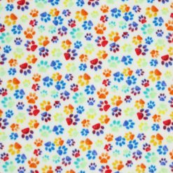 Rainbow Paws On White Anti Pill Plush Fleece Fabric