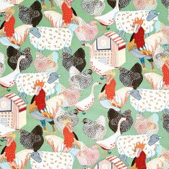 Alexander Henry Roosters on Sage Premium Cotton Fabric