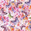 Pink Neon Butterfly Premium Cotton Fabric
