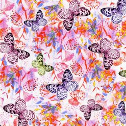 Pink Neon Butterfly Premium Cotton Fabric