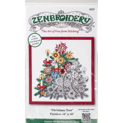 Design Works 10 Christmas Tree Zenbroidery Stamped Embroidery Kit