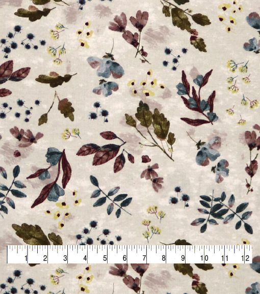 Leaves Beige Super Snuggle Flannel Fabric - Image 3