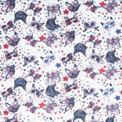 Patriotic Kitties With Sunglasses Patriotic Cotton Fabric