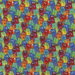 Hi Fashion Tie Dye Packed Cats Novelty Cotton Fabric