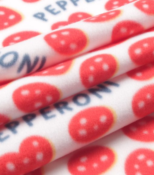 Pepperoni on White Blizzard Fleece Fabric - Image 3