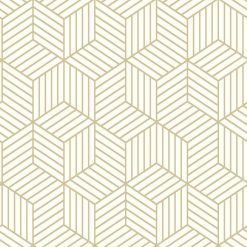 RoomMates Wallpaper White   Gold Hexagon