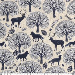 Navy Packed Forest Scenery Super Snuggle Flannel Fabric