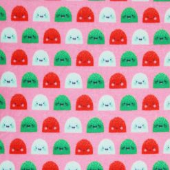 Smiley Gumdrops on Pink Anti Pill Fleece Fabric