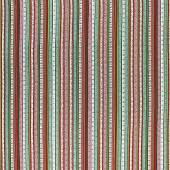 Red   Green Holly Striped Christmas Cotton Fabric