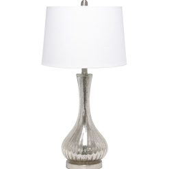 All The Rages Mercury Tear Drop Table Lamp with White Fabric Shade