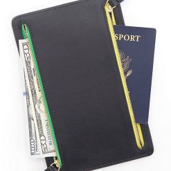 Leather RFID Blocking Four Zip Organizer Travel Case
