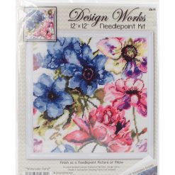 Design Works 12 Watercolor Floral Stitched in Yarn Needlepoint Kit