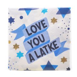 10 Hanukkah Love You a Latke Beverage Napkins 20pk by Place   Time