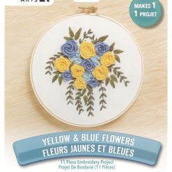 Leisure Arts 6 Yellow   Blue Flowers Embroidery Kit