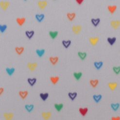 Rainbow Hearts on Gray Blizzard Fleece Fabric