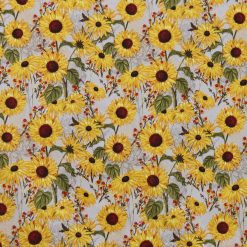 Whimsy Sunflowers Cream Harvest Cotton Fabric
