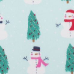 Blue Christmas Snowman   Trees Blizzard Fleece Fabric