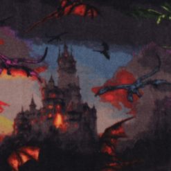 Dragons   Castles on Black Anti Pill Plush Fleece Fabric