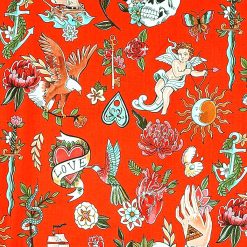 Alexander Henry Red Tell Tale Tattoo Premium Cotton Fabric