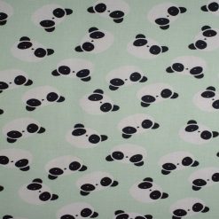 Panda Heads on Mint Quilt Cotton Fabric by Quilter s Showcase