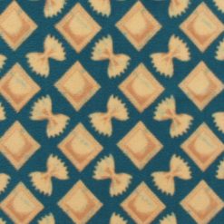 Mixed Pastas on Blue Anti Pill Fleece Fabric