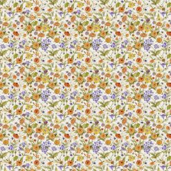 Susan Winget Bees   Orange Flowers Premium Cotton Fabric