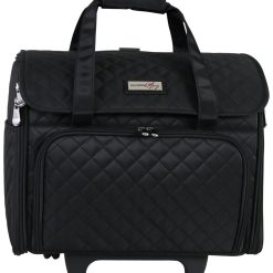 Everything Mary 18 Black Quilted Teacher Rolling Tote