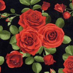Hi Fashion Roses on Black Premium Cotton Fabric